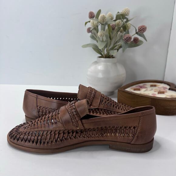 Rustic Asphalt Huarache Woven Leather Sandal Slip On Brown Men 10 Light wear main image 6
